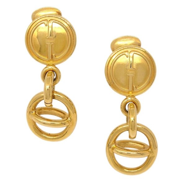 Gucci Dangle Earrings Clip-On Gold 1992 185442 - Picture 1 of 4